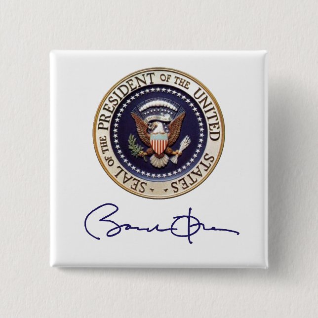 President Barack Obama Signature 15 Cm Square Badge (Front)