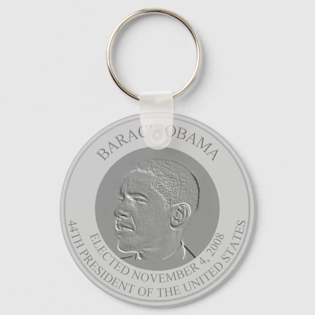 President Barack Obama Silver Coin. Key Ring (Front)