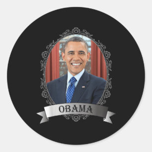 President Barak Obama Portrait_1 Classic Round Sticker