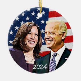 President Biden and VP Harris 2024 Election Ceramic Tree Decoration