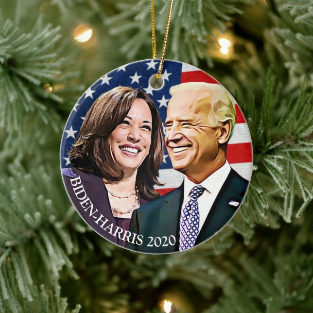 President Biden and VP Harris Keepsake Ceramic Tree Decoration (Tree)