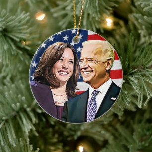 President Biden and VP Harris Keepsake Ceramic Tree Decoration