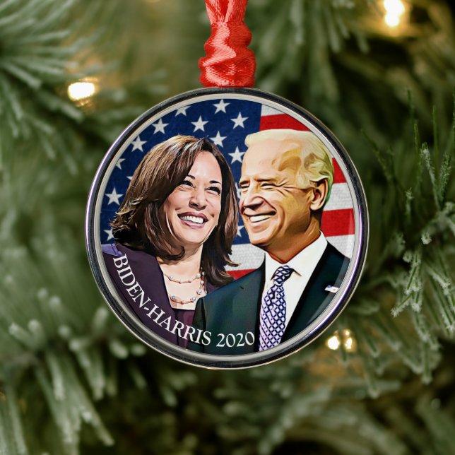 President Biden and VP Harris Keepsake Metal Tree Decoration (Tree)