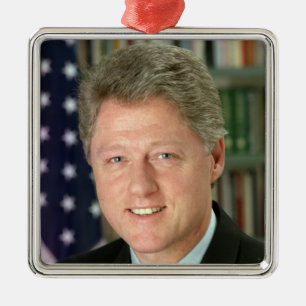 President Bill Clinton White House Photo Metal Tree Decoration