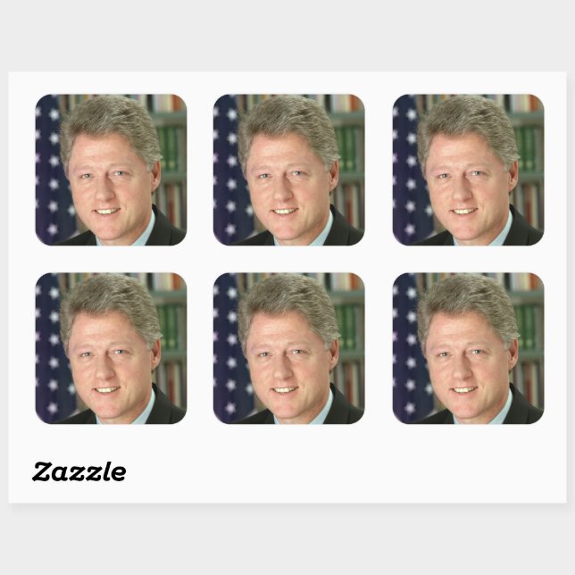 President Bill Clinton White House Photo Square Sticker (Sheet)