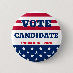 President Campaign Elections Candidate 6 Cm Round Badge