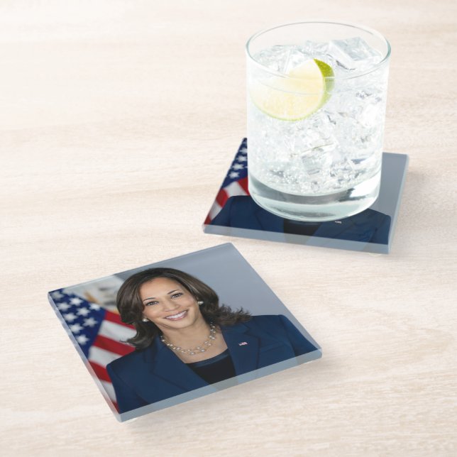 President Candidate Kamala Harris US 2024 Glass Coaster (Angled)
