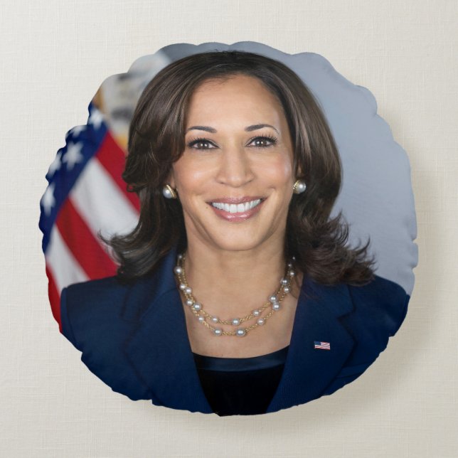 President Candidate Kamala Harris US 2024 Round Cushion (Front)