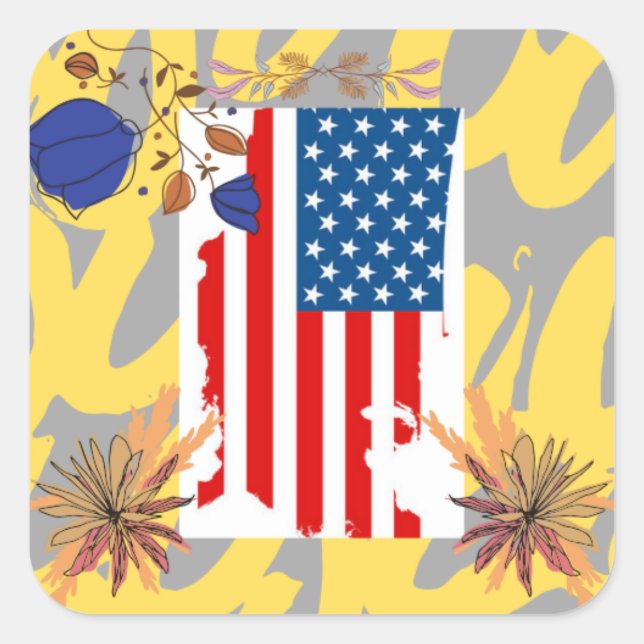 President day of America Square Sticker (Front)