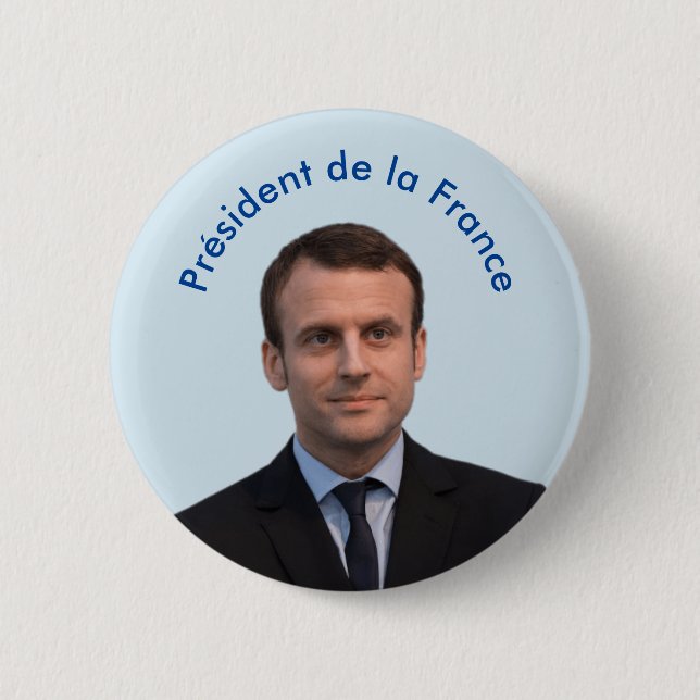 Président de la France Emmanuel Macron 6 Cm Round Badge (Front)