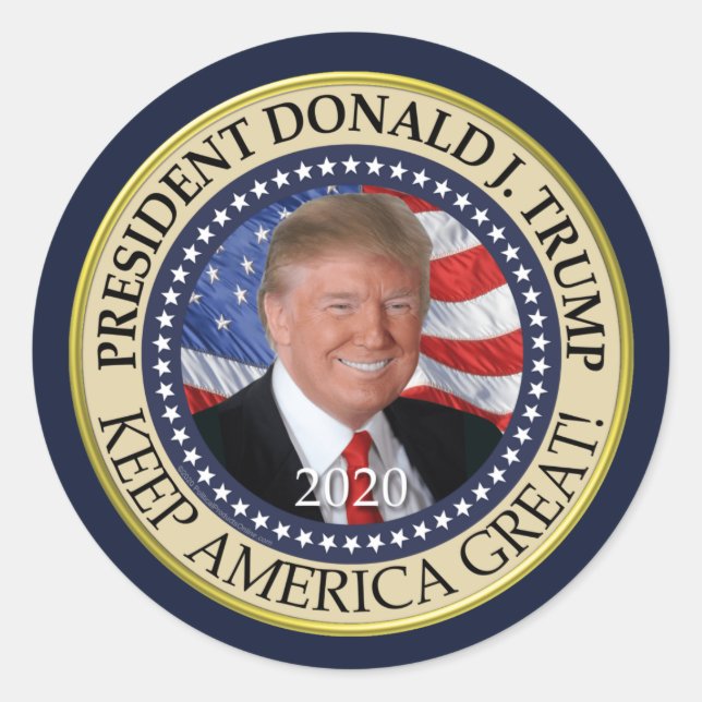 President Donald Trump 2020 Keep America Great Classic Round Sticker (Front)