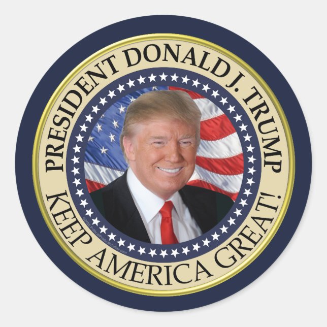 President Donald Trump 2020 Keep America Great Classic Round Sticker (Front)