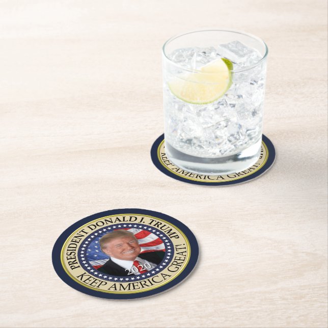 President Donald Trump 2020 Keep America Great Round Paper Coaster (Insitu)