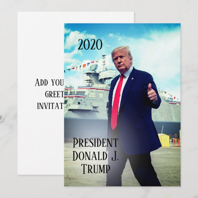 President Donald Trump 2020 Thumbs Up Naval Ship Invitation (Front/Back)