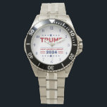 President Donald Trump 2024 Keep America Great Watch<br><div class="desc">Showcase your support with the President Donald Trump 2024 Keep America Great Watch! This distinctive timepiece features the Keep America Great slogan, celebrating patriotism and the 2024 campaign in style. Designed with high-quality materials, it combines durability with a bold, symbolic look that’s perfect for daily wear or as a keepsake....</div>