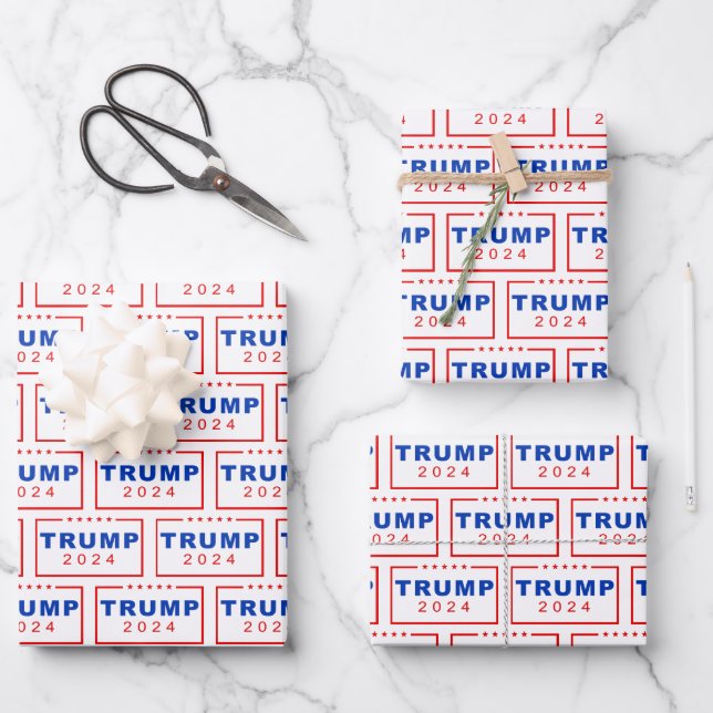 President Donald Trump 2024 Patriotic Christmas Wrapping Paper Sheet (Front)