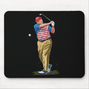 President Donald Trump 2025 Golf Us American Flag  Mouse Mat