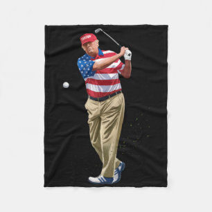 President Donald Trump 2025 Us American Flag Golf Fleece Blanket
