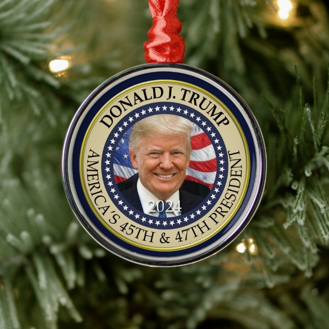 President Donald Trump 47th President 2024 Photo Metal Tree Decoration (Tree)