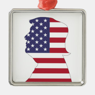PRESIDENT DONALD TRUMP AMERICAN FLAG METAL TREE DECORATION