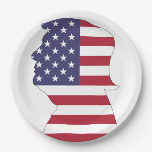 PRESIDENT DONALD TRUMP AMERICAN FLAG PAPER PLATE