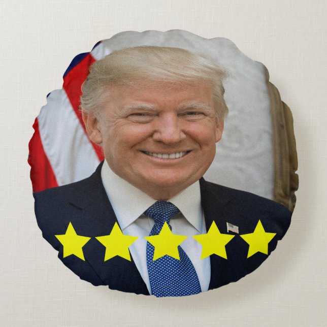 President Donald Trump Approval Rating Round Cushion (Front)