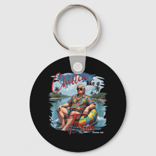 President Donald Trump Chillin Like A Felon Summer Key Ring