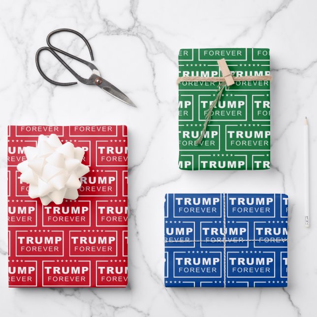 President Donald Trump Forever Christmas Wrapping Paper Sheet (Front)