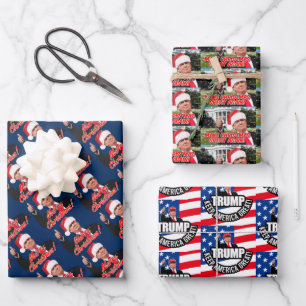 President Donald Trump Fun Christmas Wrapping Paper Sheet