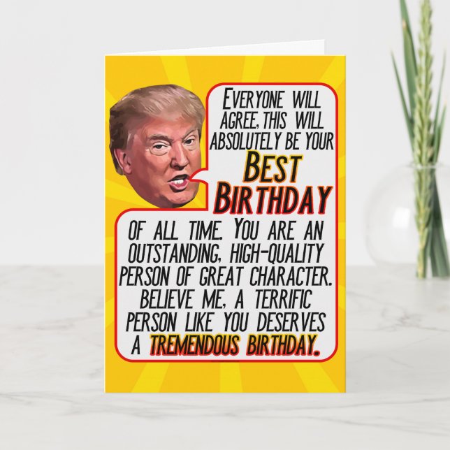 President Donald Trump Funny Best Birthday Holiday Card (Front)