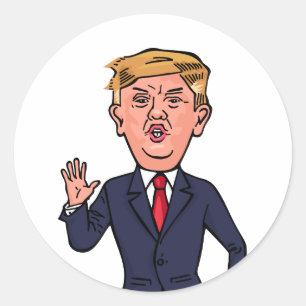President Donald Trump Funny Speech Cartoon USA Classic Round Sticker