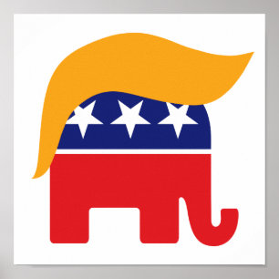 President Donald Trump GOP Elephant Hair Logo Poster