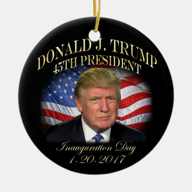 President Donald Trump Inauguration Commemorative Ceramic Tree Decoration (Front)
