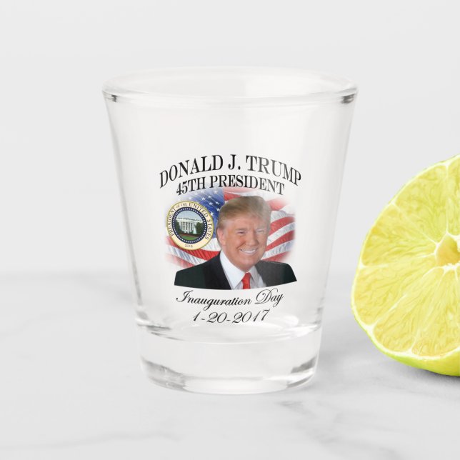 President Donald Trump Inauguration Commemorative Shot Glass (Front)