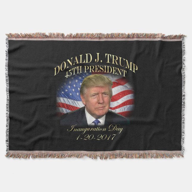 President Donald Trump Inauguration Commemorative Throw Blanket (Front)