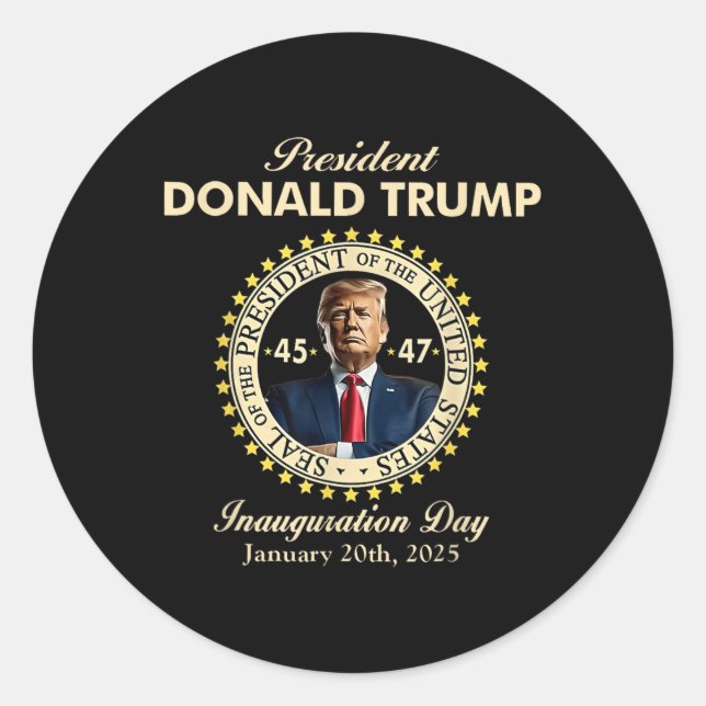 President Donald Trump Inauguration Day January 20 Classic Round Sticker (Front)