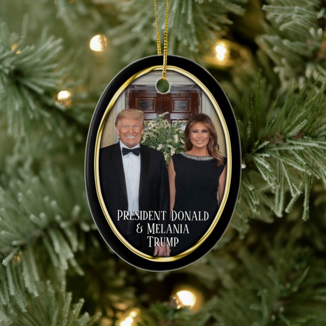 President Donald Trump & Melania Christmas Ceramic Tree Decoration (Tree)