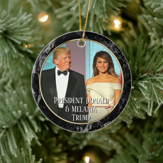 President Donald Trump & Melania Eleganat Photo Ceramic Tree Decoration (Tree)
