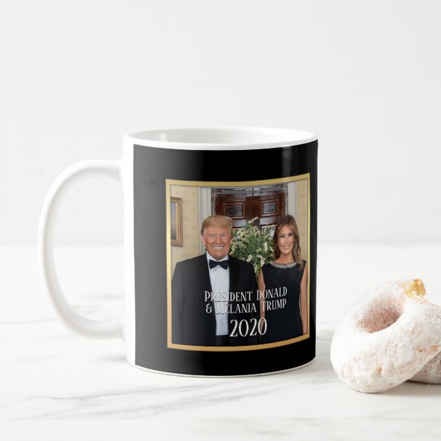 President Donald Trump & Melania Elegant 2020 Coffee Mug (With Donut)