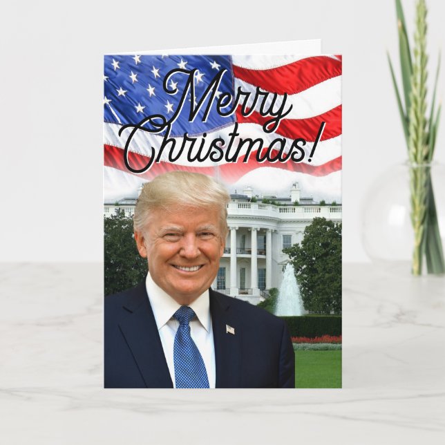 President Donald Trump Merry Christmas Patriotic Holiday Card (Front)