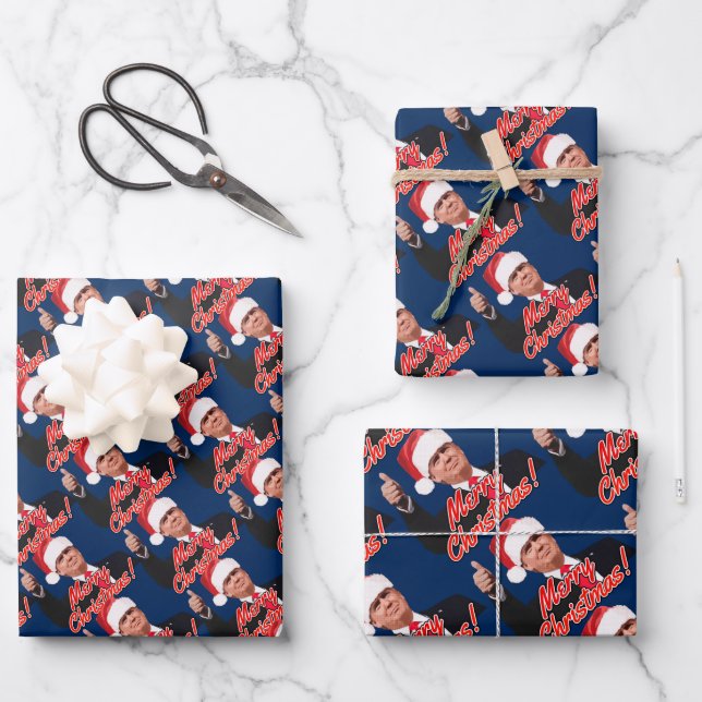 President Donald Trump Merry Christmas Wrapping Paper Sheet (Front)