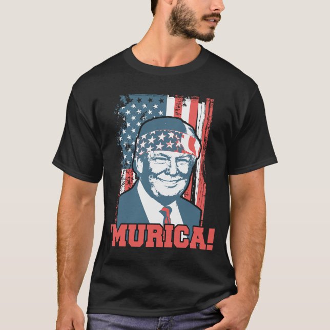 President Donald Trump Murica Patriotic T-Shirt (Front)