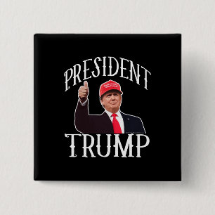 President Donald Trump Red Hat Thumbs Up 15 Cm Square Badge