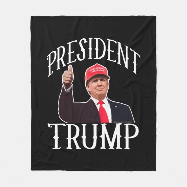 President Donald Trump Red Hat Thumbs Up Fleece Blanket (Front)