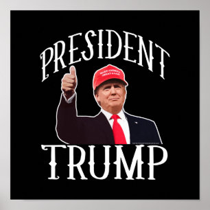 President Donald Trump Red Hat Thumbs Up Poster