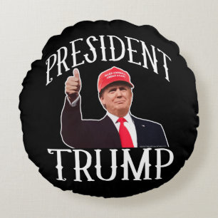 President Donald Trump Red Hat Thumbs Up Round Cushion