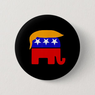 President Donald Trump Republican Elephant Hair  6 Cm Round Badge