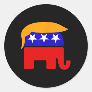 President Donald Trump Republican Elephant Hair  Classic Round Sticker