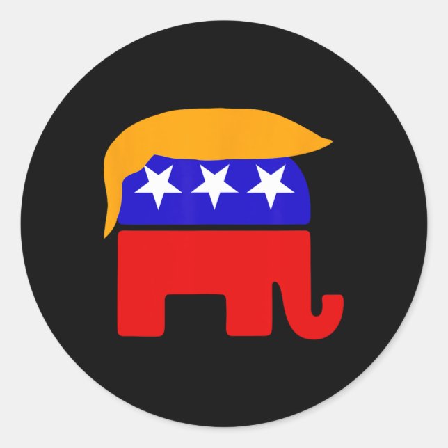 President Donald Trump Republican Elephant Hair  Classic Round Sticker (Front)