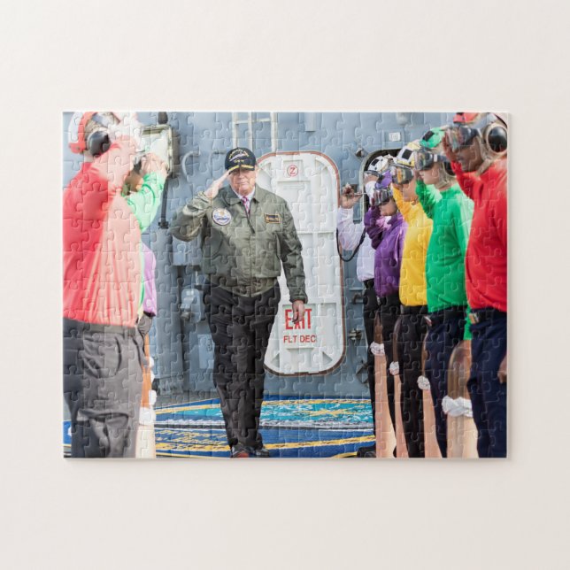 President Donald Trump Salutes Sailors Jigsaw Puzzle (Horizontal)